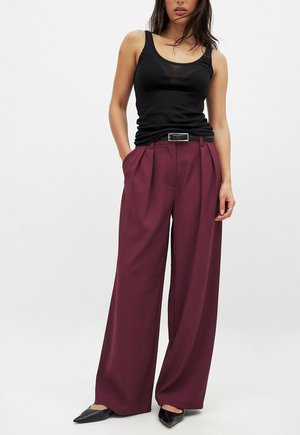 NA-KD WIDE LEG - Trousers - burgundy