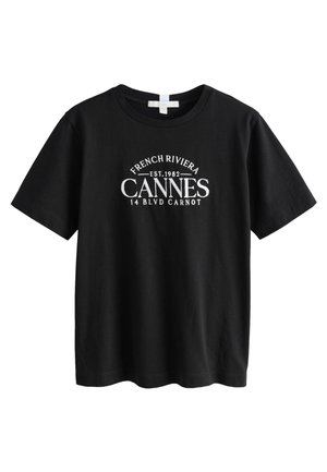 Next REGULAR FIT  OCHRE HEAVYWEIGHT - Nyomott mintás póló - black cannes graphic