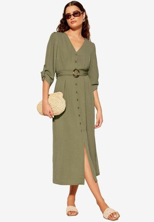 Friends Like These BUCKLE V NECK MIDI REGULAR FIT - Hverdagskjole - khaki green