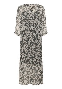 BERIT DR - Dolga obleka - black stitch leaf print