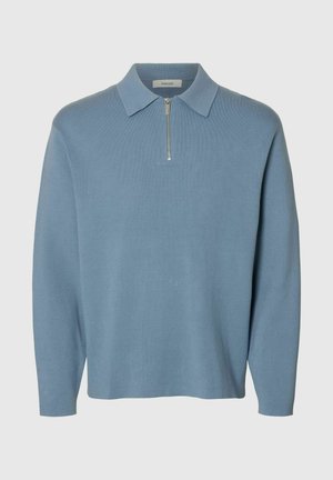 Selected, SLMTELLER FN HALF ZIP POLO NOOS - T-shirt à manches longues - dusty blue
