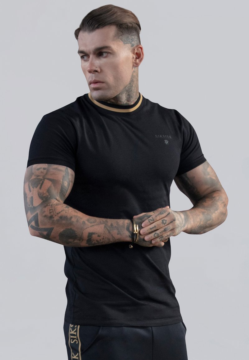 SIKSILK - MUSCLE FIT - Basic T-shirt - black, Enlarge