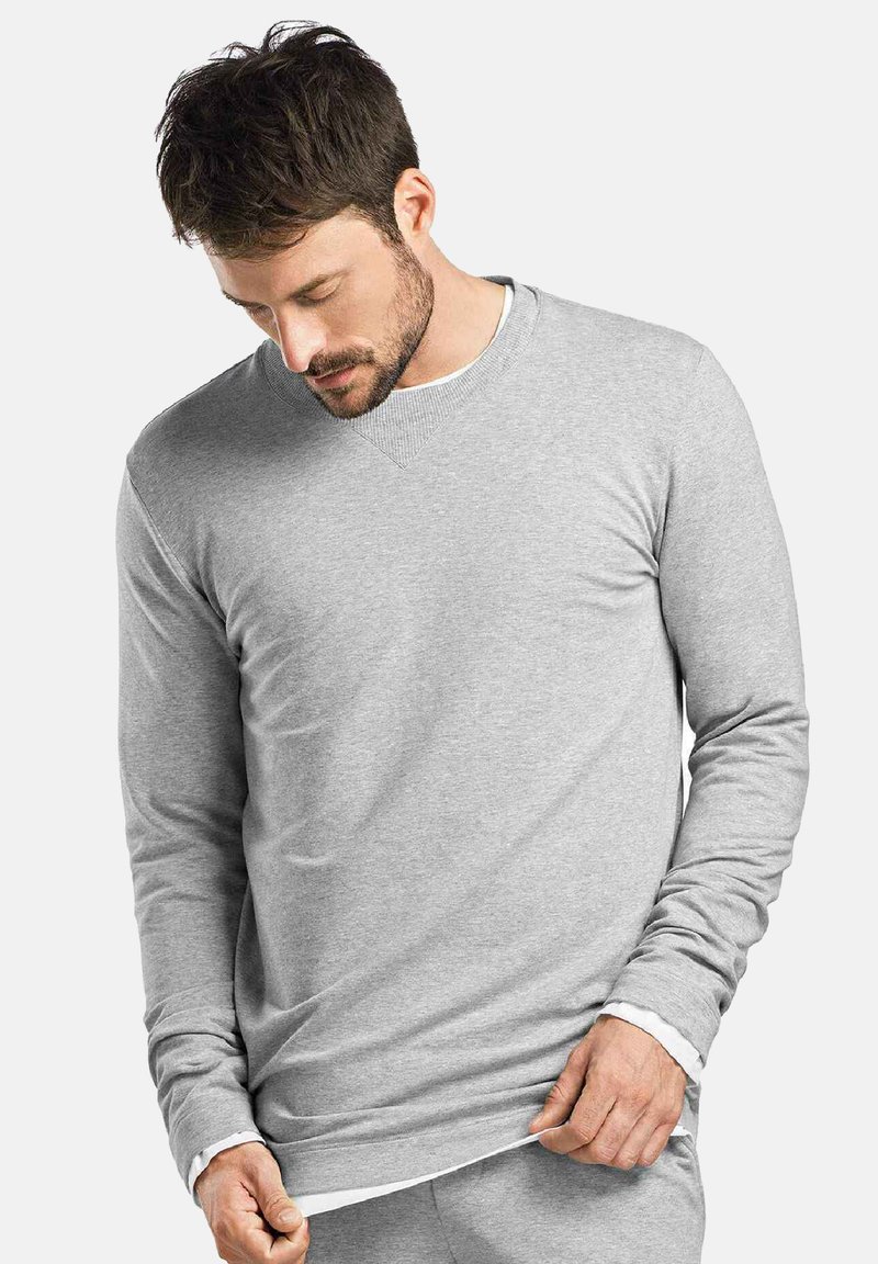 Herren Pyjamas | Hanro Nachtwäsche Shirt grey melange/hellgrau - TZ97764 Herren Pyjamas | Hanro Nachtwäsche Shirt grey melange/hellgrau - TZ97764