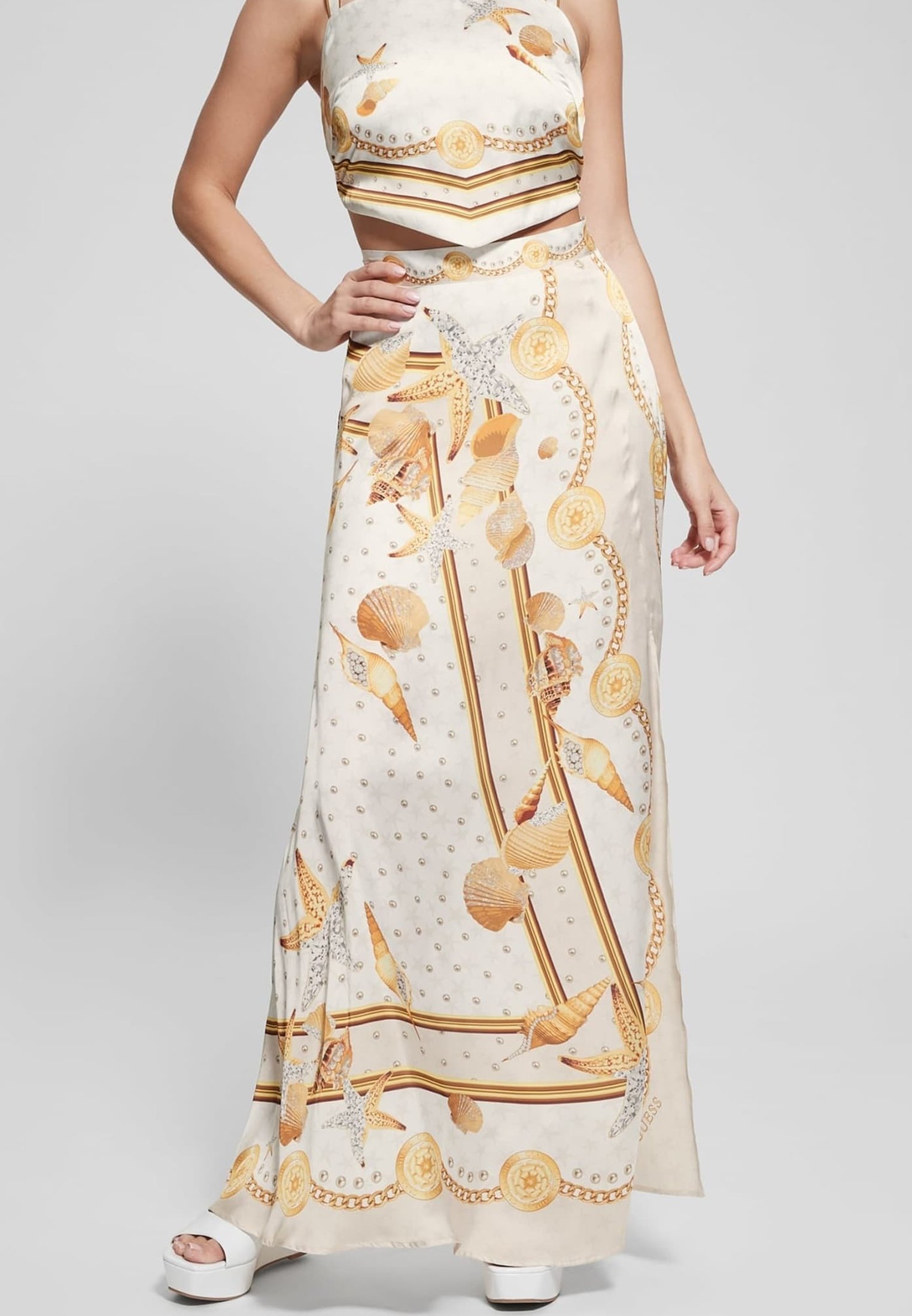 Guess MIT BAROCK-PRINT - Wrap skirt - gemustert multicolor/beige 