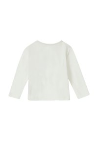 Witte langslavige top met een ronde halslijn. Glad katoenweefsel, minimalistisch ontwerp, geen zichtbare patronen of hardware.