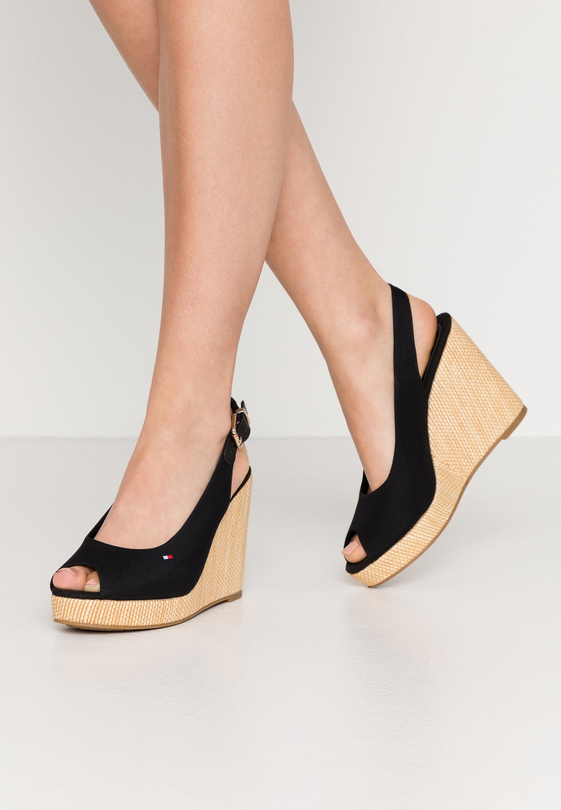 Tommy ICONIC ELENA SLING WEDGE - Højhælede sandaletter / Højhælede - black/sort - Zalando.dk