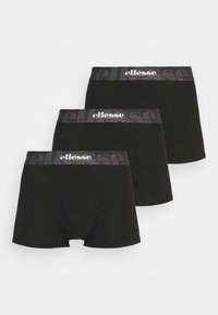 Schwarze Boxershorts im Dreierpack. Aus weichem Stoff gefertigt, mit einem grauen Bund und geprägtem Markenlogo. Standardlänge mit sportlichem Schnitt.