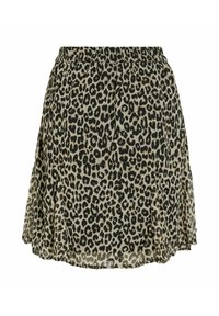 Jupe à imprimé léopard en tissu léger, avec une taille élastique et un design évasé agrémenté de volants superposés au bas.