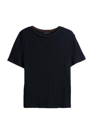 OPUS, SHEER PIPING DETAIL - Basic T-shirt - coal blue