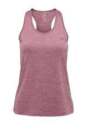 Maiou sportiv pentru femei, fără mâneci, de culoare mauve amestecat, cu design racerback și un logo mic pe pieptul stâng.