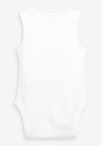 Vit ärmlös bodysuit med rund halsringning, tillverkad av mjuk bomull. Har en slät textur och en figurnära passform.
