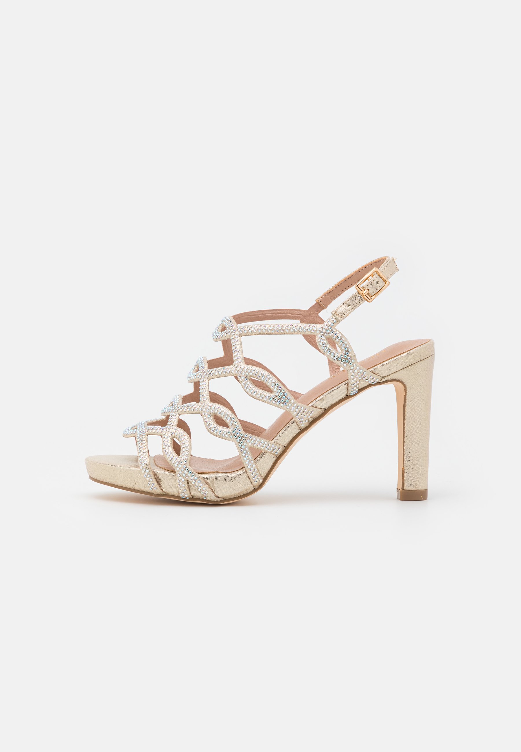 Sandalias de tacón ancho dorados | online en Zalando