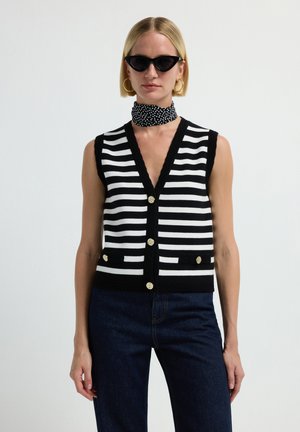 BUTTONED - Vest - striped black