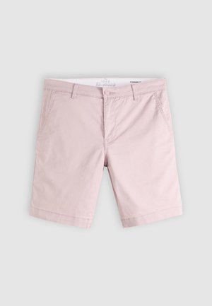 Lyserosa chino-shorts laget av bomull. Har to framlommer, knappelukking og en rett passform med innsydde kanter.