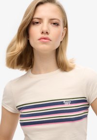 Superdry & Co VINTAGE STRIPE CROP  - Camiseta estampada - oatmeal stripe