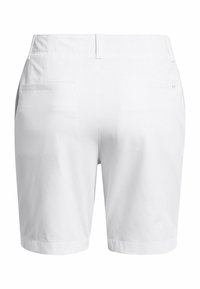 Vita bomullsshorts med rak passform, som har en slät framsidan, två bakfickor och en uppvikt nederkant. Slät textur och minimalistisk design.