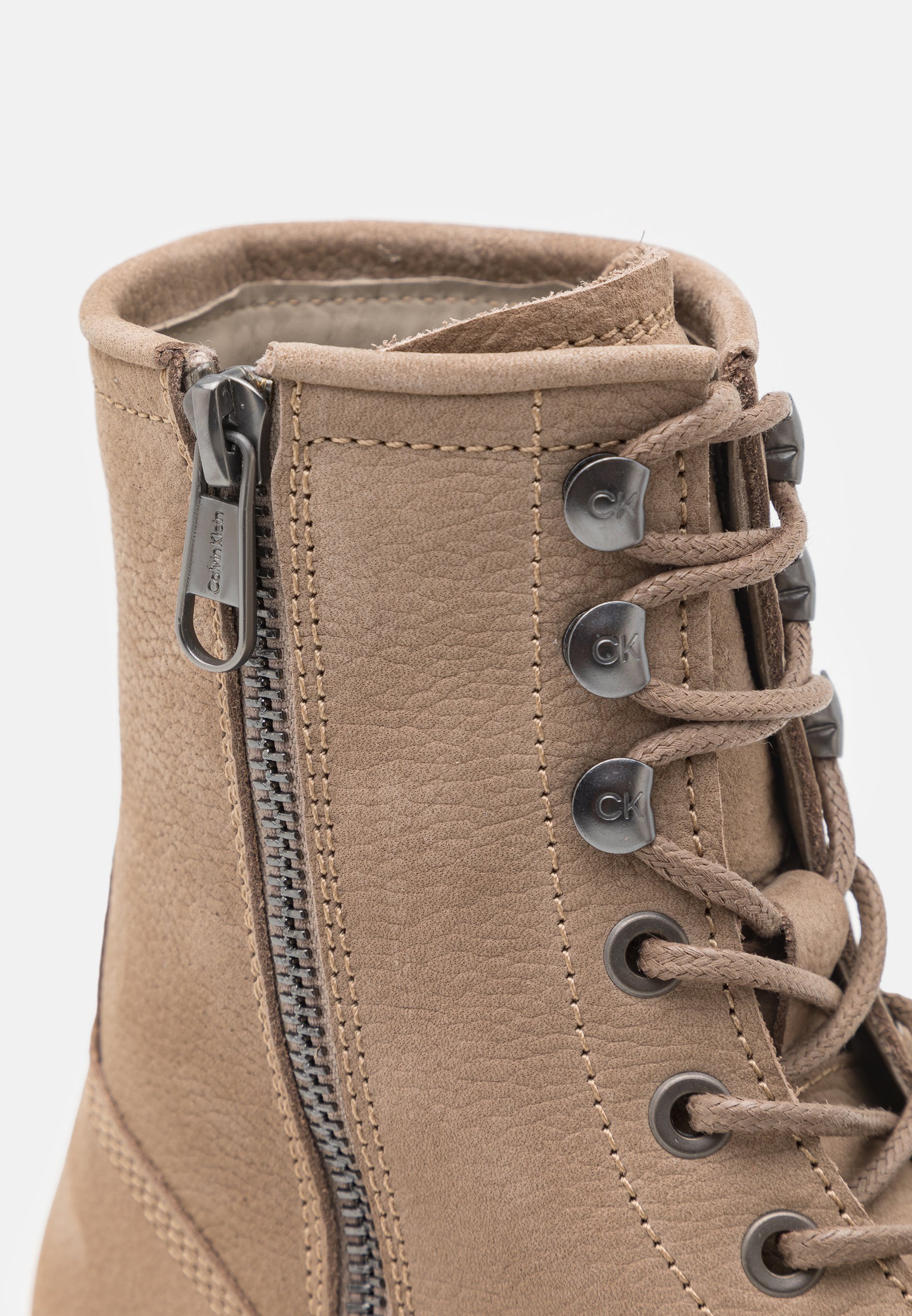 Calvin Klein LACE UP BOOT ZIP - Lace-up ankle boots - beige - Zalando