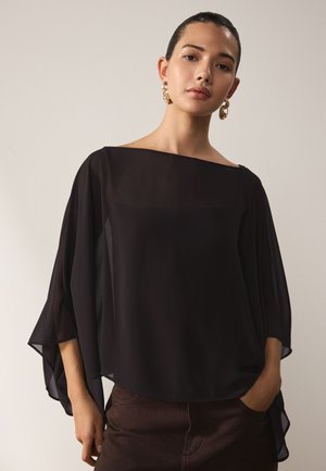 Next, REGULAR FIT - SHEER LAYER CAPE SLEEVE TOP  . - Blusa - chocolate brown