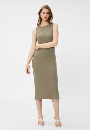 MIDI - Jerseykleid - khaki