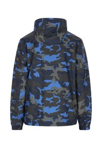 Camouflagejakke i blå, sort og grå. Fremstillet af letvægtsstof med hætte og elastiske manchetter. Har en afslappet pasform.