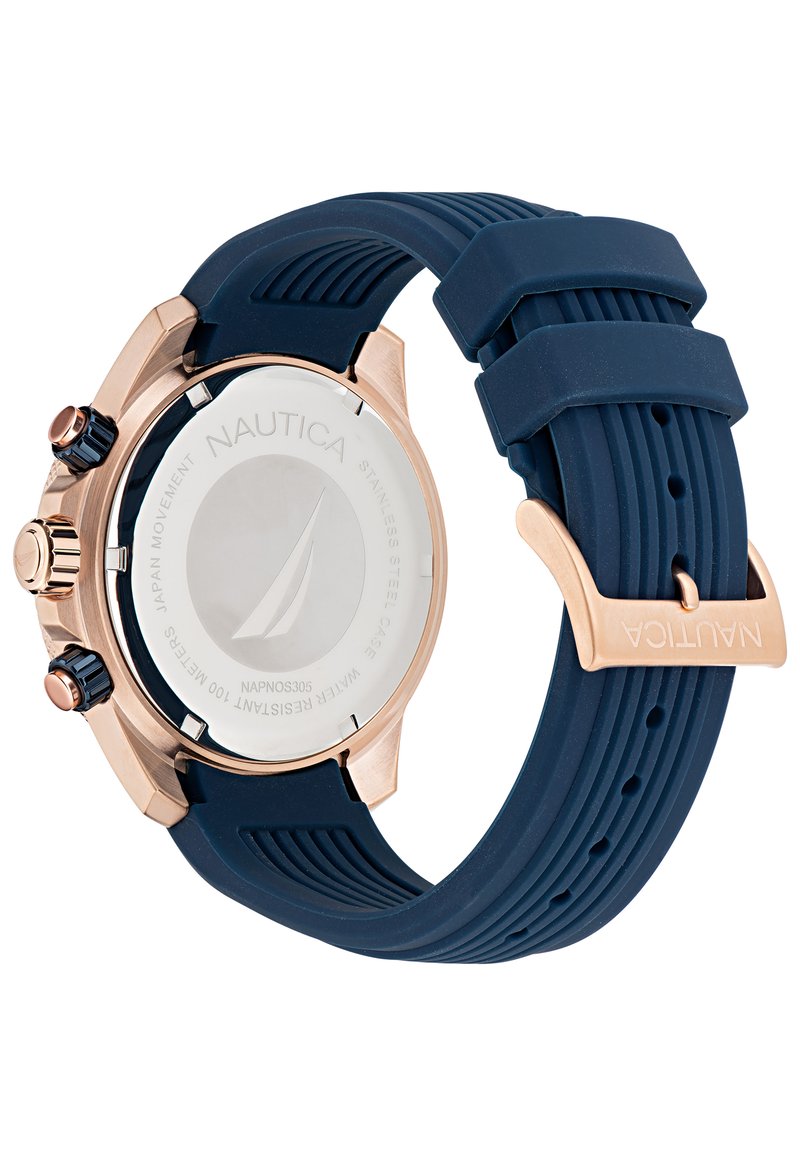 Nautica NAPCRF001 Orologio Uomo Al Quarzo - Cassa 40mm, Quadrante Dettagliato Con Datario, Cinturino In Pelle Blu