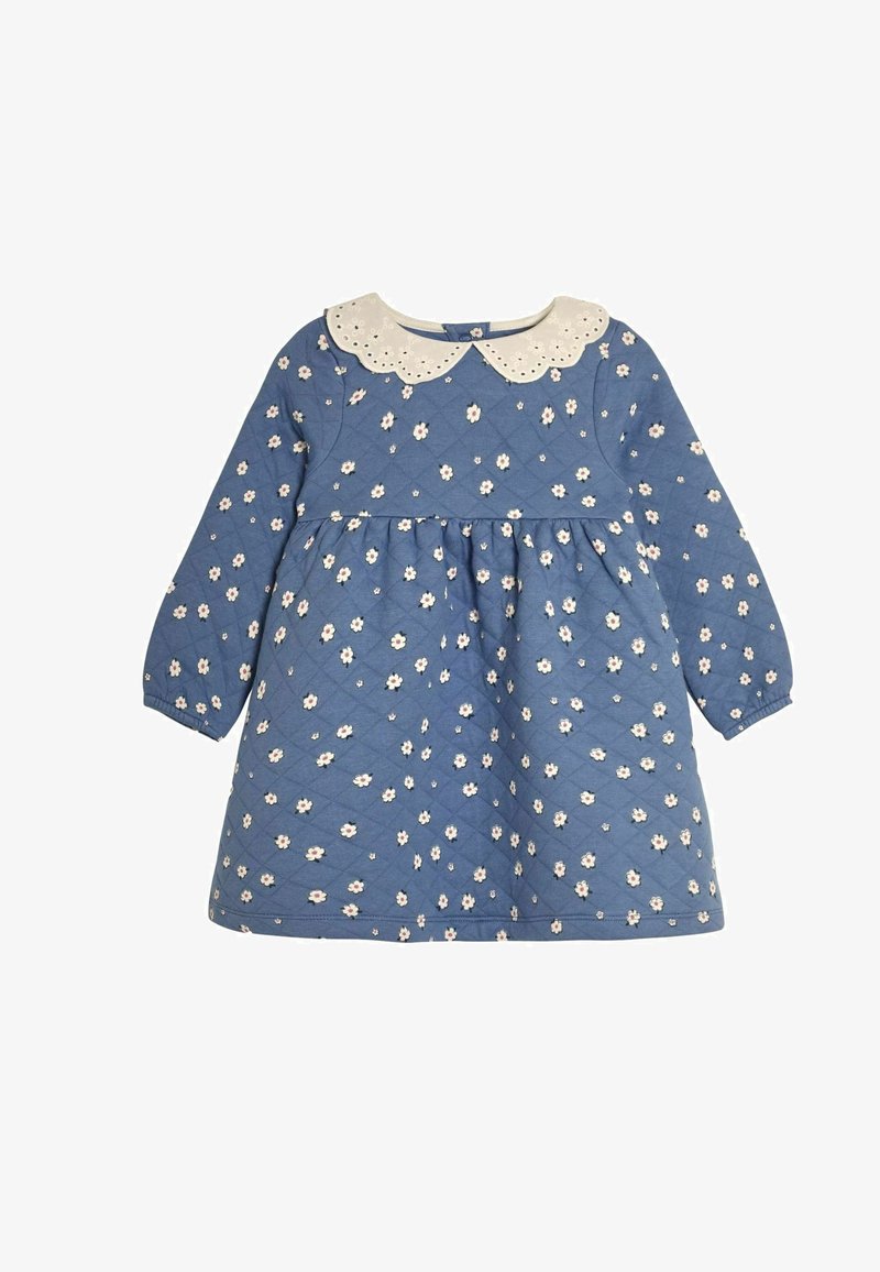 JoJo Maman Bébé DAISY FLORAL BRODERIE COLLAR QUILTED REGULAR FIT - Denní šaty - blue
