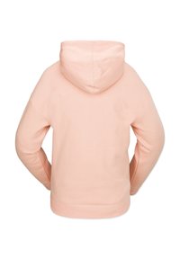 Rosa Kapuzenpullover aus strukturierter Stoffware, mit Kordelzugkapuze, gerippten Bündchen und Bund. Einfaches, lässiges Design ohne sichtbare Grafiken.
