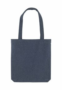 Borsa a tracolla in tessuto grigio scuro con due spallacci, di forma rettangolare e fondo piatto su uno sfondo bianco.