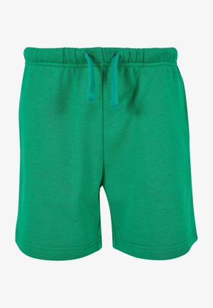 Grønne afslappede shorts med elastisk talje og snøre, lavet af blødt stof, velegnet til behageligt hverdagsbrug.