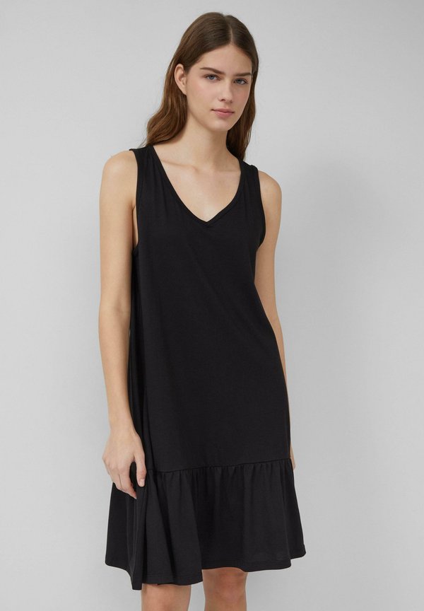 KORTE MET STRIKDETAIL AAN DE ACHTERKANT - Jerseykleid - schwarz