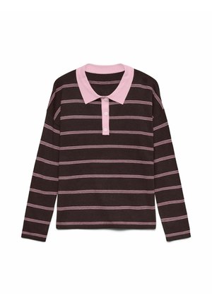 Vero Moda, KNITTED PULLOVER VMSTJERNI KNITTED POLO-SHIRT - Polo - chocolate torte