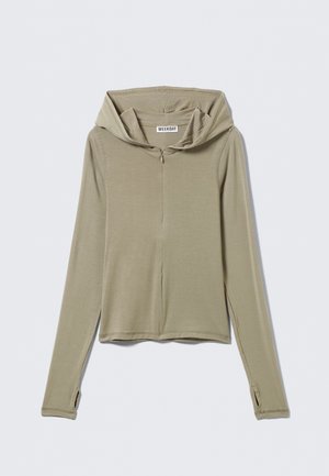Weekday SINGLE HOODIE - Tops ar garām piedurknēm - mole medium dusty