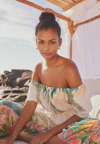 Next OFF SHOULDER - Overall / Jumpsuit - cream green tropical