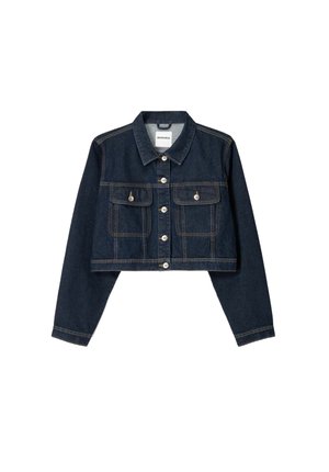 Bershka CROPPED - Veste en jean - royal blue