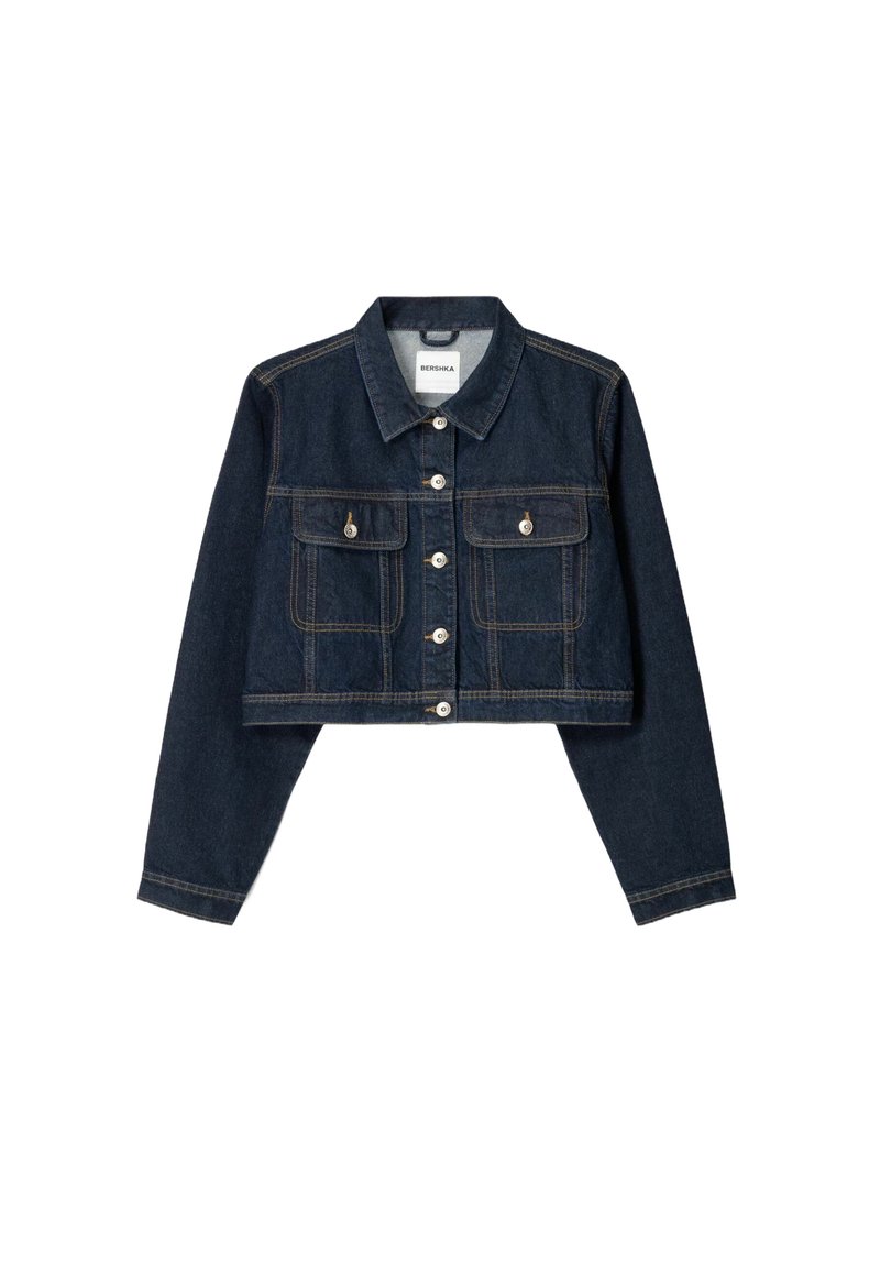 Bershka CROPPED Veste en jean royal blue/bleu roi