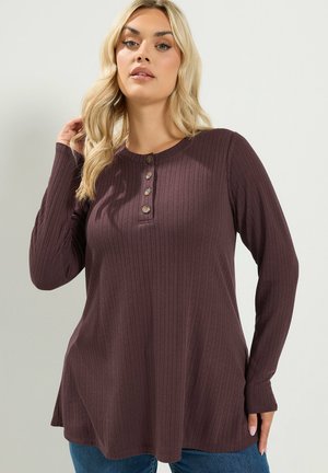 Yours Clothing, PLUS SIZE CASUAL TOPS - Maglietta a manica lunga - chocolate