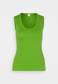 Groen mouwloos tanktop gemaakt van rekbare katoen, met een ronde halslijn en een aansluitend ontwerp, met een gladde textuur en zonder patronen.