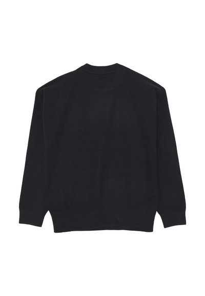 Felpa nera con vestibilità comoda, collo a giro ribattuto e polsini ribattuti. Realizzata in tessuto morbido, presenta un design semplice senza fantasie.