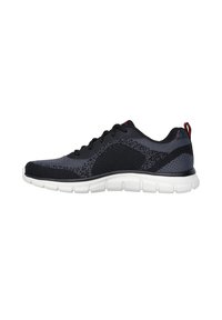 Unselected, black knit/red pu