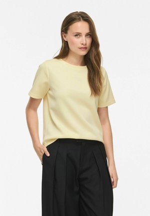 VILA SHORT SLEEVED TOP VILOANA ROUND NECK - T-shirts - pastel yellow1