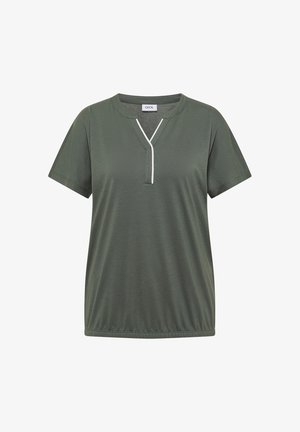 Cecil, T-SHIRT MIT SPLIT NECK IN UNIFARBE - T-shirt basique - dried olive green