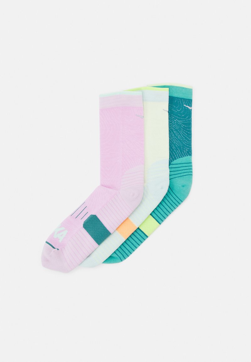 HOKA CREW RUN SOCK UNISEX 3 PACK  - Calcetines de deporte - celery root/twilight/oceanic
