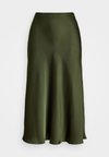 SATIN CHARMEUSE MIDI SKIRT - A-vonalú szoknya - botanic green