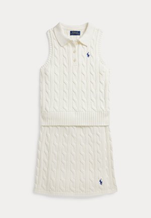 COTTON POLO SWEATER & FAUX-WRAP SKIRT 7-14Y SET - Pulóver - deckwash white
