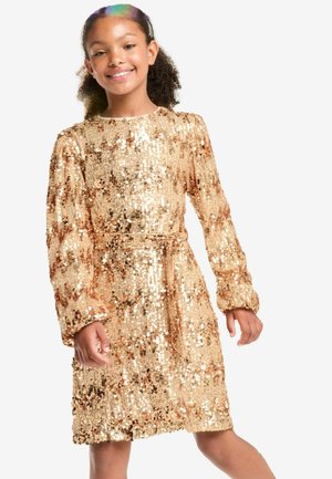 Lipsy REGULAR FIT - LONG SLEEVE SEQUIN - Cocktailkleid/festliches Kleid - rose gold