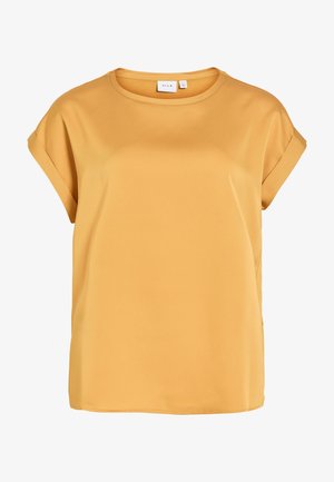 VILA, VIELLETTE S/S SATIN TOP - NOOS - Camiseta básica - amber gold-coloured