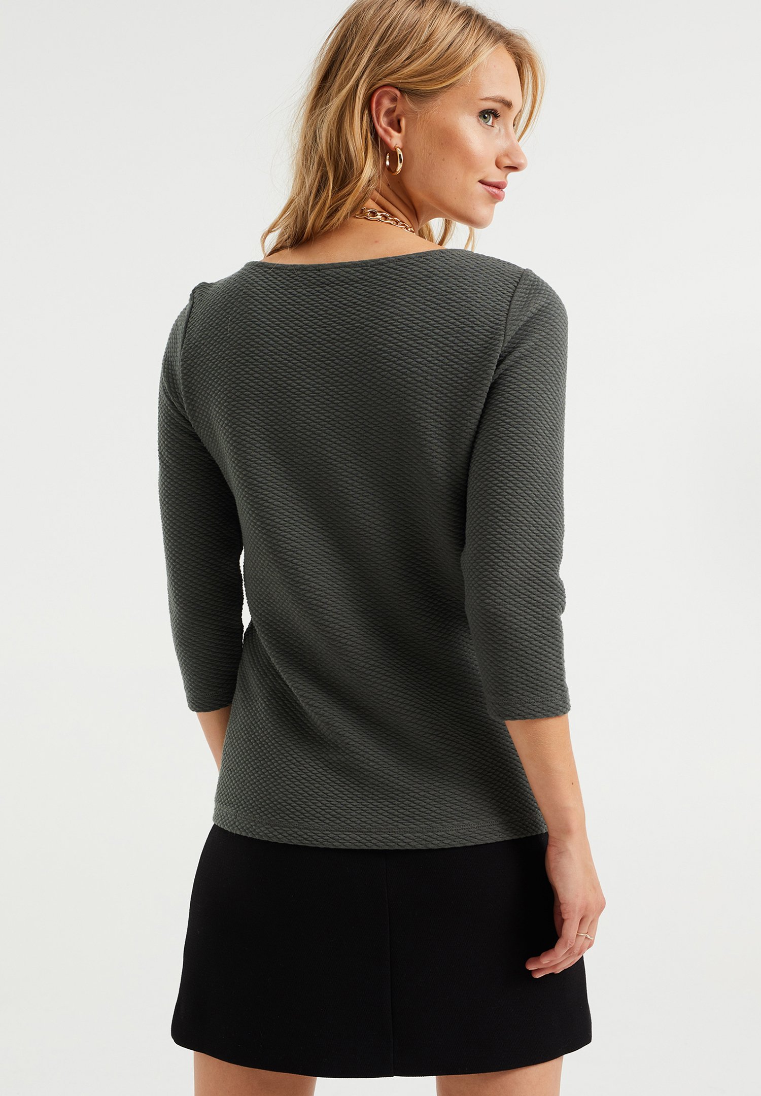 WE Fashion DAMES MET STRUCTUUR - Longsleeve - dark green/donkergroen -  Zalando.nl