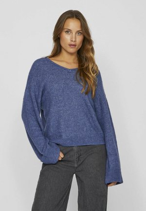 V-AUSSCHNITT - Strickpullover - bijou blue