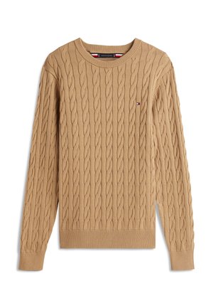 Tommy Hilfiger, CLASSIC CABLE CREW NECK  ELEVATED ESSENTIALS - Striktrøje - safari
