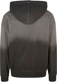 Hanorac cu glugă din material gri gradient, având șnur pentru glugă, mâneci lungi, manșete și tiv ribbate. Textură netedă cu o estompare subtilă.